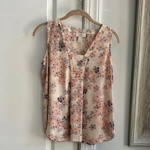 LOFT Blush Floral Sleeveless Blouse